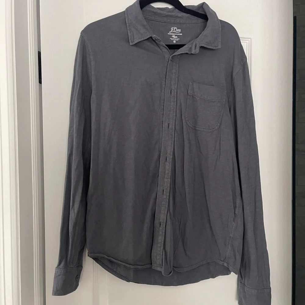 J.Crew Garment-Dyed Slub Cotton Shirt Men’s M Gray Button Down